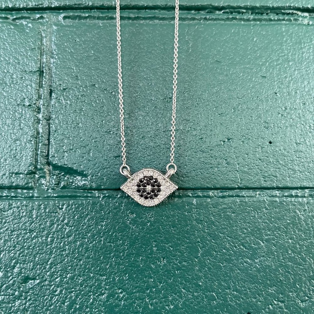Silver Necklace Crystal Evil Eye Pendant